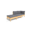 3 Piece Garden Lounge Set With Grey Cushions Solid Wood Pine