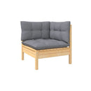 3 Piece Garden Lounge Set With Grey Cushions Solid Wood Pine