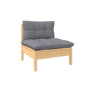 3 Piece Garden Lounge Set With Grey Cushions Solid Wood Pine