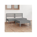 3 Piece Grey Solid Pinewood Garden Lounge Set