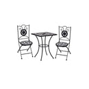 3 Piece Mosaic Bistro Set Ceramic Tile Black And White