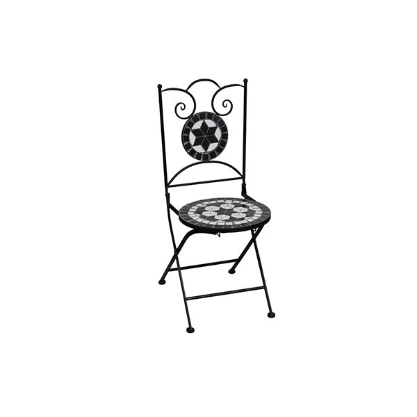 3 Piece Mosaic Bistro Set Ceramic Tile Black And White
