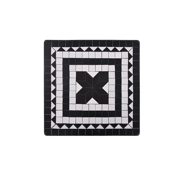 3 Piece Mosaic Bistro Set Ceramic Tile Black And White