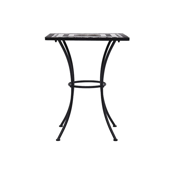 3 Piece Mosaic Bistro Set Ceramic Tile Black And White