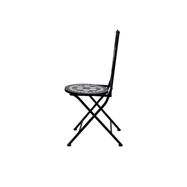 3 Piece Mosaic Bistro Set Ceramic Tile Black And White