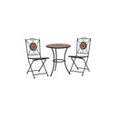 3 Piece Mosaic Bistro Set Ceramic Tile Orange And Grey