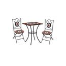 3 Piece Mosaic Bistro Set Ceramic Tile Terracotta And White