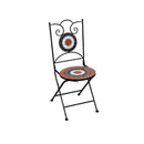 3 Piece Mosaic Bistro Set Ceramic Tile Terracotta And White