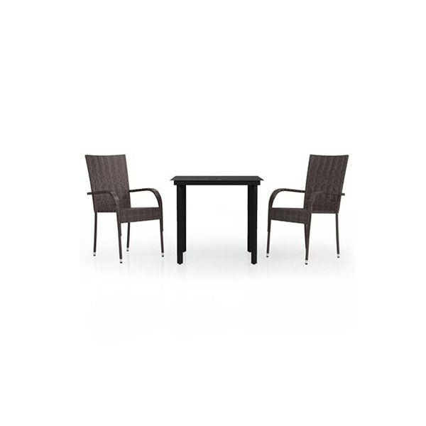 3 Piece Outdoor Dining Set Brown And Black