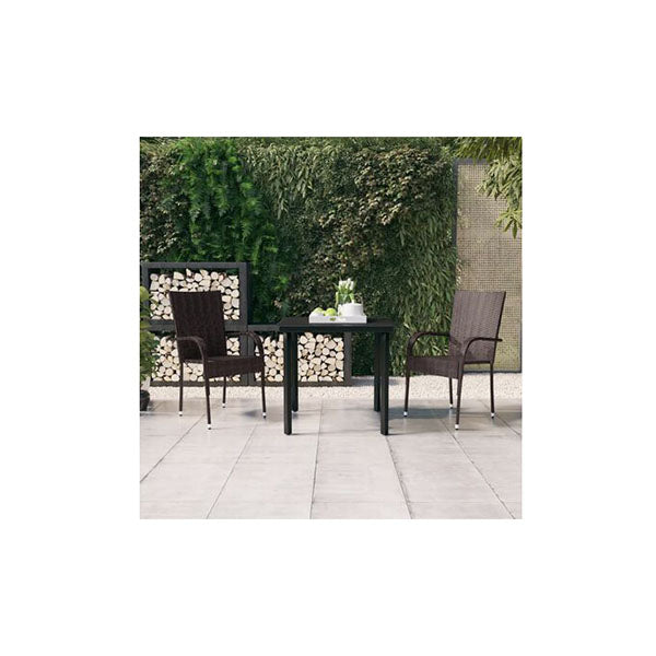 3 Piece Outdoor Dining Set Brown And Black