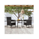 3 Piece Outdoor Poly Rattan Black Garden Dining Set