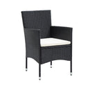 3 Piece Outdoor Poly Rattan Black Garden Dining Set