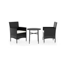 3 Piece Outdoor Poly Rattan Black Garden Dining Set