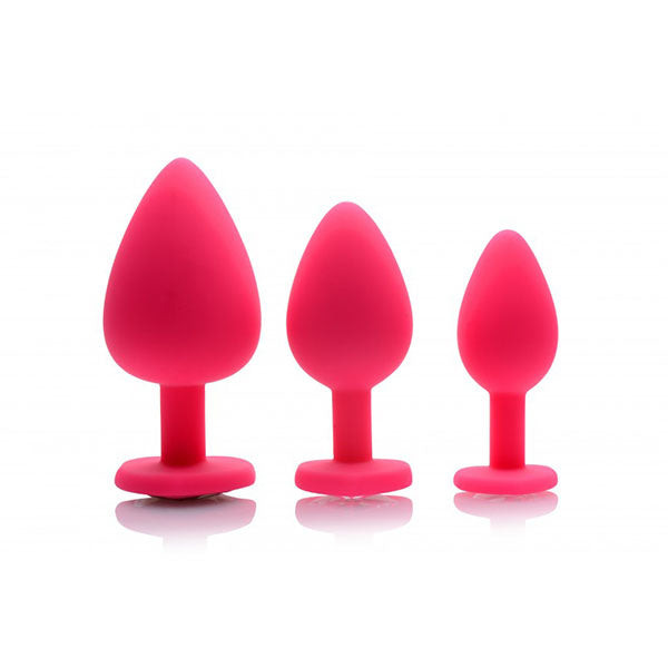 3 Piece Pink Hearts Silicone Anal Plugs