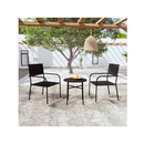 3 Piece Poly Rattan Black Garden Dining Set