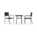 3 Piece Poly Rattan Black Garden Dining Set