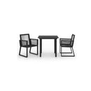 3 Piece Pvc Rattan Black Outdoor Dining Set