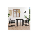 3 Piece Pvc Rattan Black Outdoor Dining Set