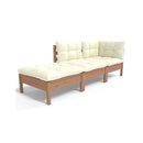 3 Piece Solid Pinewood Garden Lounge Set With Cushions