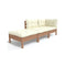 3 Piece Solid Pinewood Garden Lounge Set With Cushions