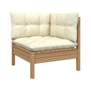 3 Piece Solid Pinewood Garden Lounge Set With Cushions