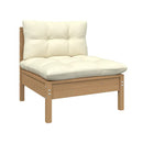 3 Piece Solid Pinewood Garden Lounge Set With Cushions