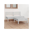 3 Piece Solid White Pinewood Garden Lounge Set