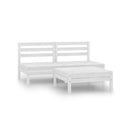 3 Piece Solid White Pinewood Garden Lounge Set