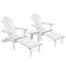 3 Piece White Outdoor Adirondack Lounge Beach Chair Set