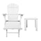 3 Piece White Outdoor Adirondack Lounge Beach Chair Set