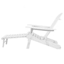 3 Piece White Outdoor Adirondack Lounge Beach Chair Set