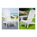 3 Piece White Outdoor Adirondack Lounge Beach Chair Set