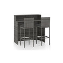 3 Piece With Cushions Garden Bar Set Grey