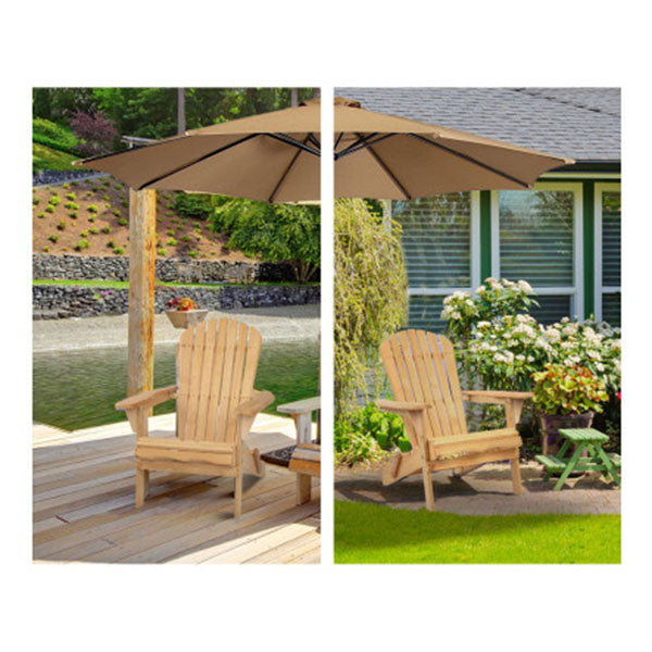 3 Piece Wooden Outdoor Beach Chair And Table Set