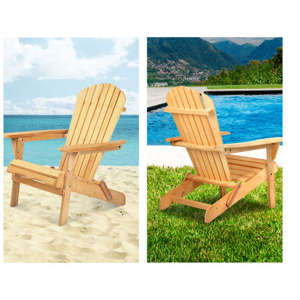 3 Piece Wooden Outdoor Beach Chair And Table Set