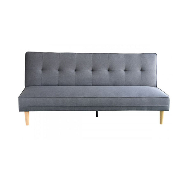 3 Seater Linen Sofa Bed Couch With Pillows Dark Grey