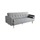 3 Seater Linen Sofa Bed Couch With Pillows Light Grey