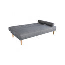 3 Seater Linen Sofa Bed Couch With Pillows Light Grey