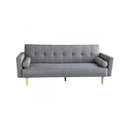 3 Seater Linen Sofa Bed Couch With Pillows Light Grey