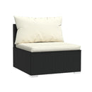 3 Seater Sofa With Cushions Black Poly Rattan