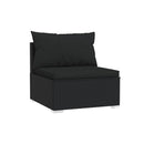 3 Seater Sofa Black Poly Rattan With Cushions