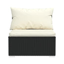 3 Seater Sofa With Cushions Black Poly Rattan