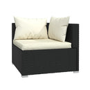 3 Seater Sofa With Cushions Black Poly Rattan
