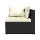 3 Seater Sofa With Cushions Black Poly Rattan