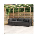 3 Seater Grey Poly Rattan With Cushions Sofa
