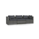 3 Seater Grey Poly Rattan With Cushions Sofa