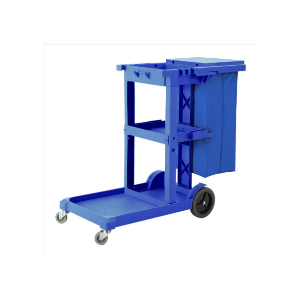 3 Tier Multifunction Janitor Cart And Waterproof Bag With Lid Blue