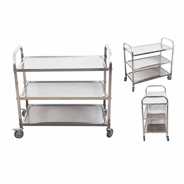 3 Tier Stainless Steel Utility Cart Round 86X54X94Cm Large
