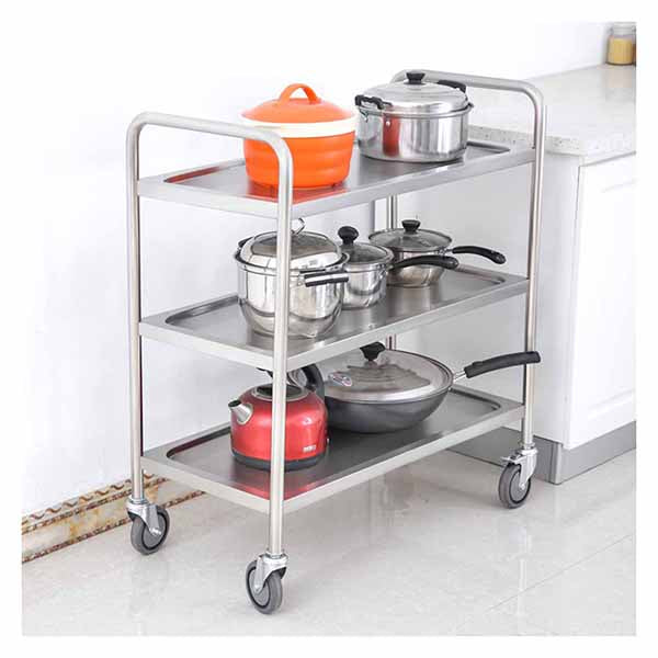 3 Tier Stainless Steel Utility Cart Round 86X54X94Cm Large