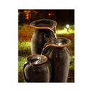 Water Fountain Features Solar Led Lights Outdoor Cascading 3 Tiered